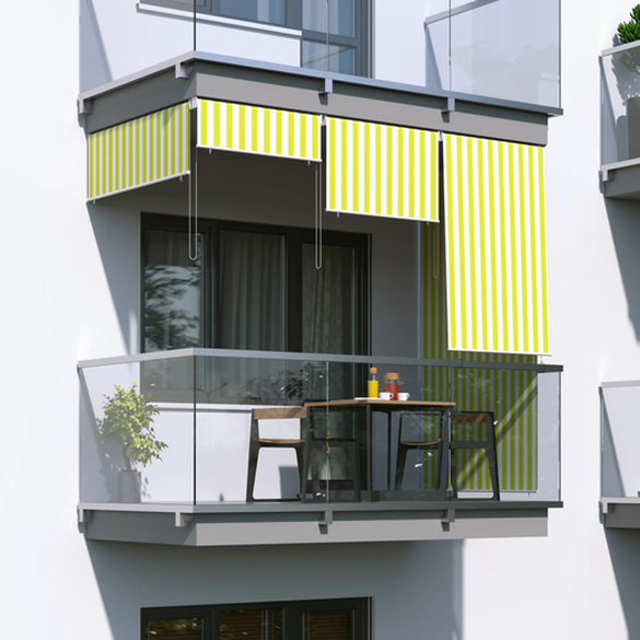 Roleta na balkon/markiza pionowa żółto-biała