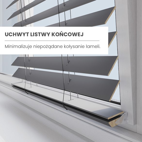 Żaluzje drewniane - uchwyt listwy końcowej