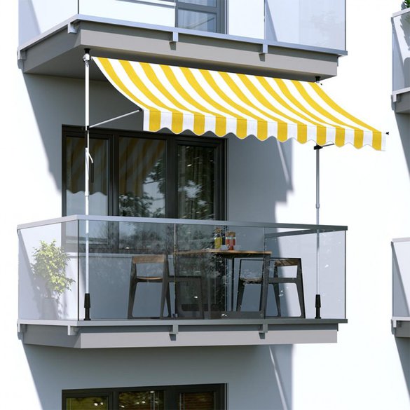Markiza balkonowa w żółto-białe pasy
