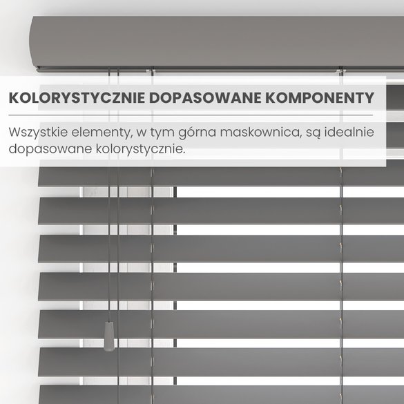 Żaluzje drewniane - kolorystycznie dopasowane komponenty