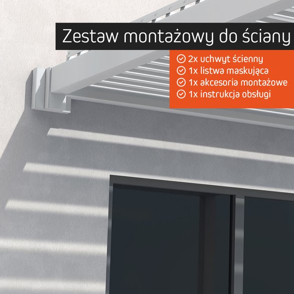 Zestaw montażowy do ściany dla pergoli - zawartość