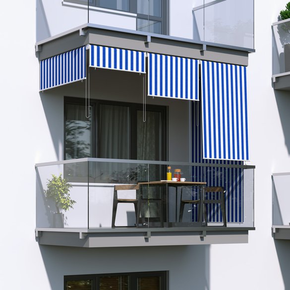 Roleta na balkon/markiza pionowa, Biało-niebieski