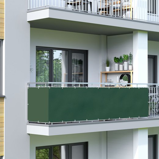 Brise-vue pour balcon, tissu imperméable, Vert foncé