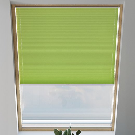 Store plissé pour fenêtre de toit, tamisant, sur mesure, Chorus Vert tilleul