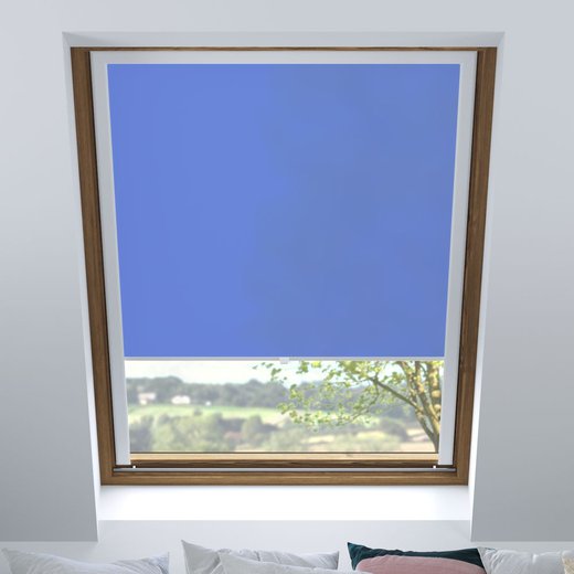 Store pour fenêtres de toit tamisant, Sur mesure, Bleu cobalt