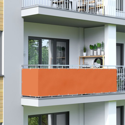 Brise-vue pour balcon, tissu imperméable, Orange