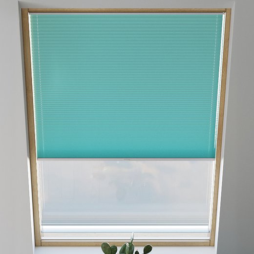 Store plissé pour fenêtre de toit, tamisant, sur mesure, Chorus Turquoise