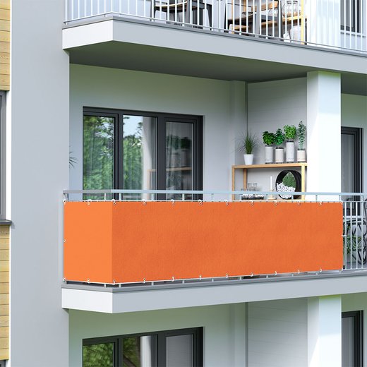 Osłona balkonowa, z oddychającej tkaniny, Pomarańczowy